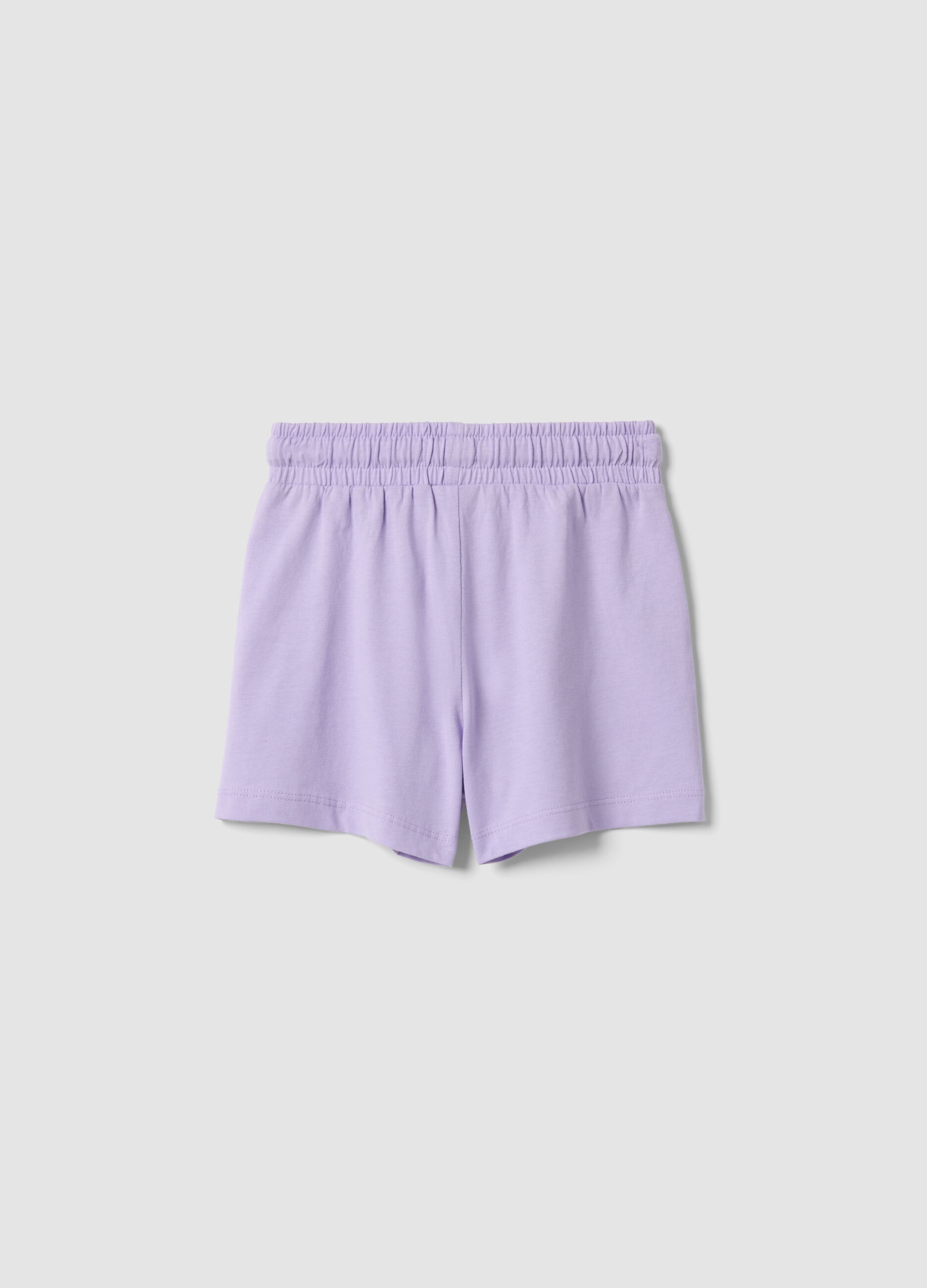Girls' purple pure cotton shorts, regular fit