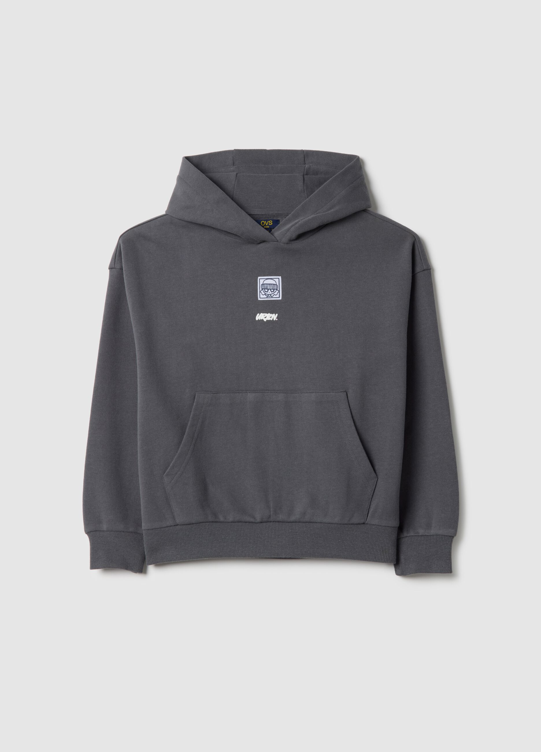 Grey pure cotton hoodie for girls regular fit