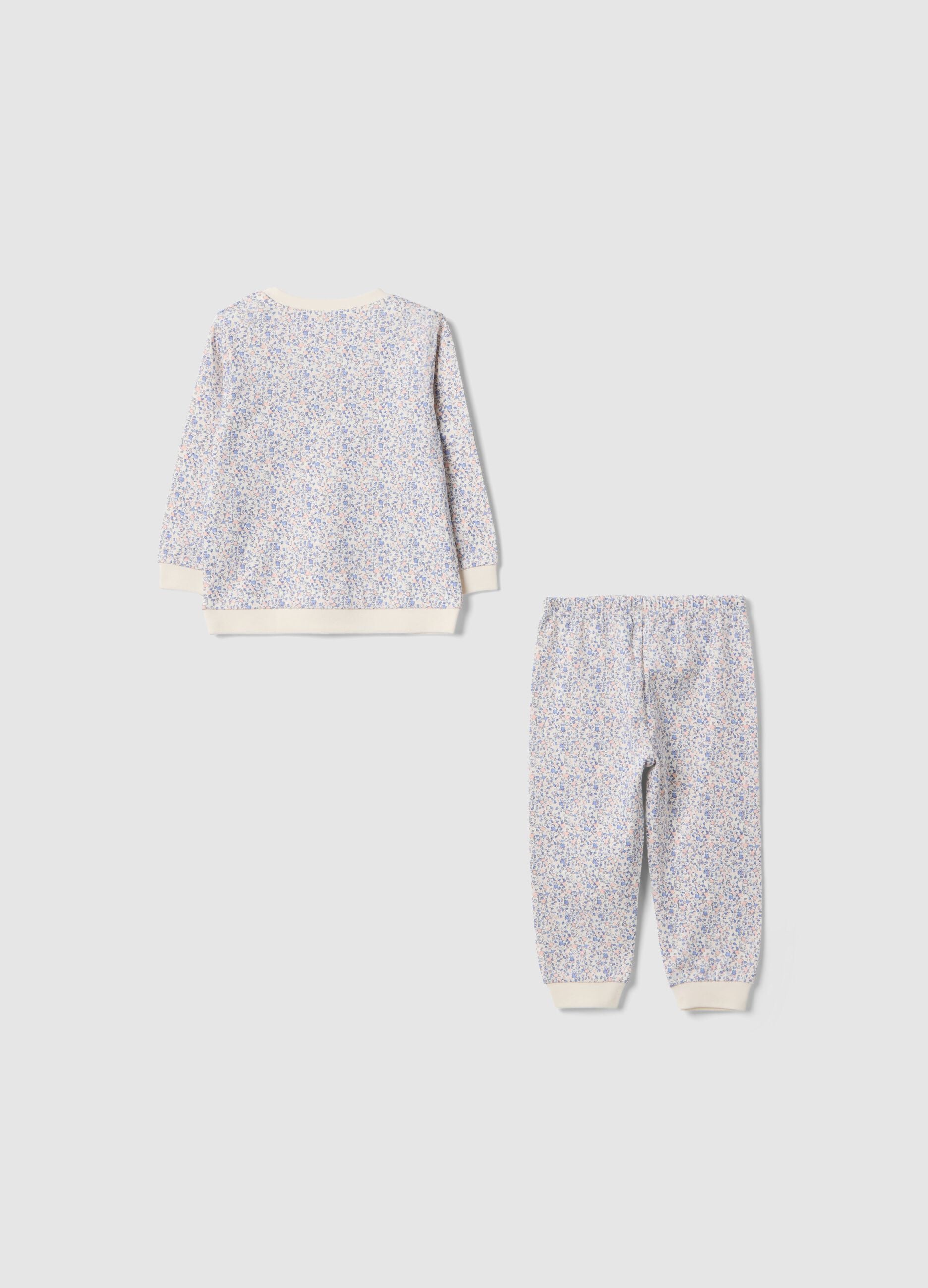 Multicoloured pure cotton newborn pyjamas with floral design