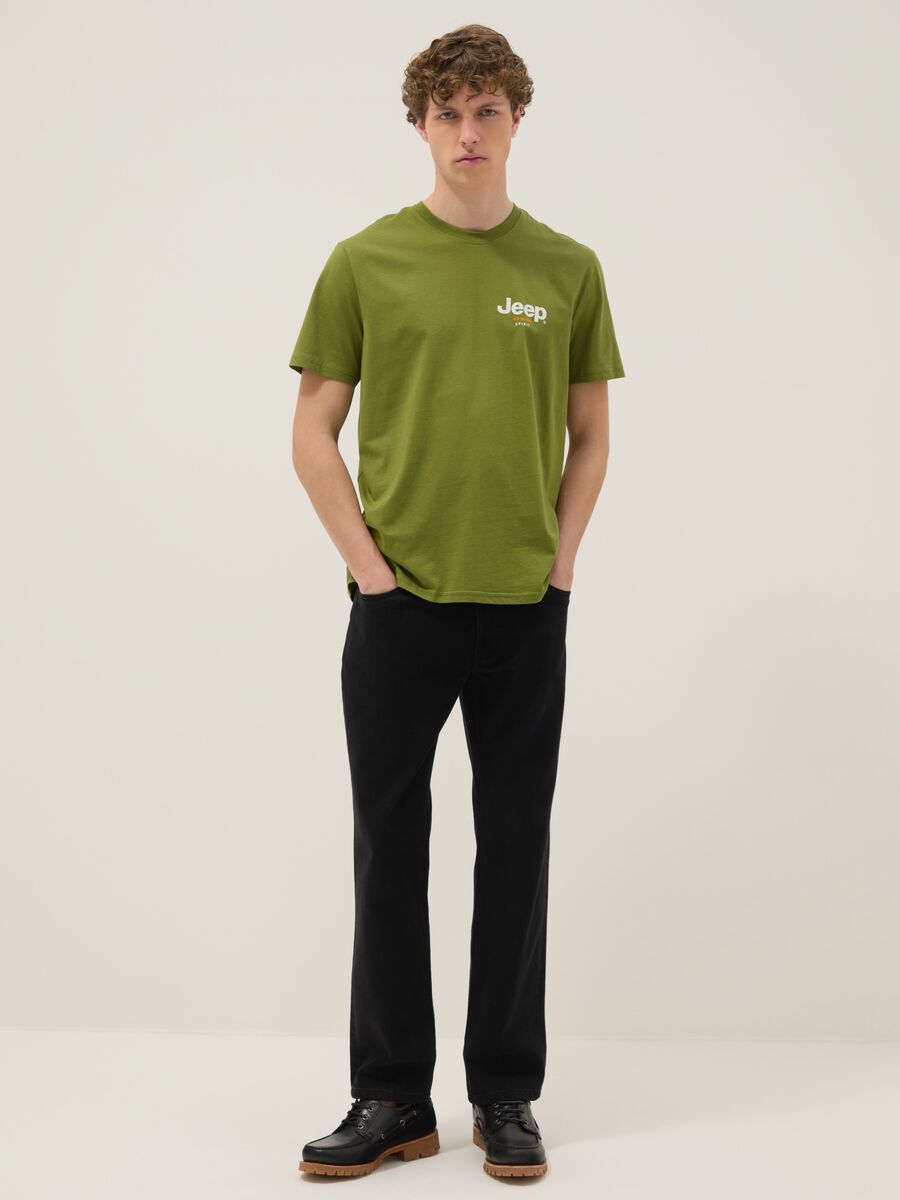 T-shirt in puro cotone verde regular fit con stampa_1