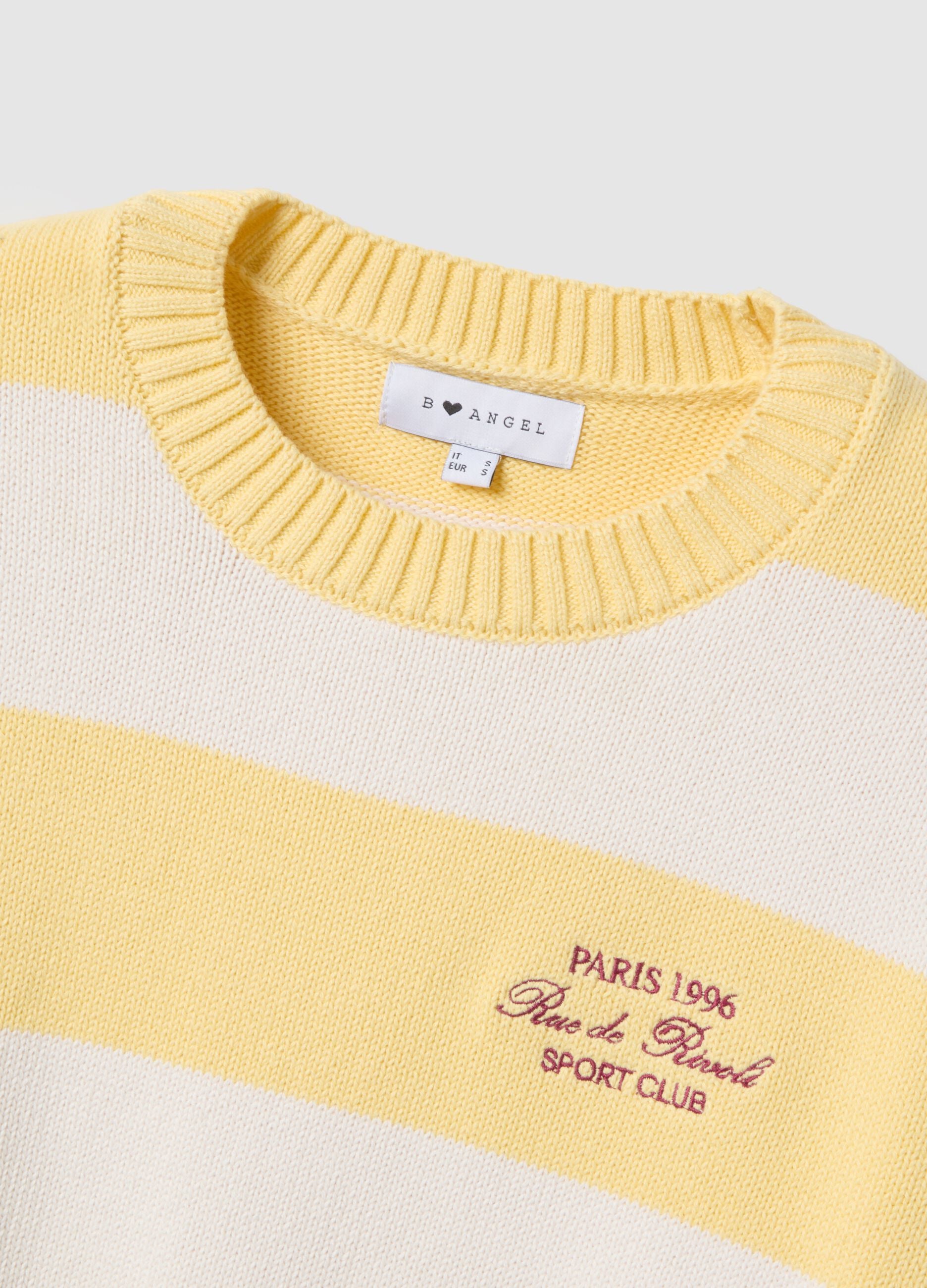 Multicolour striped cotton blend regular fit jumper