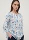 White floral stretch cotton blouse, regular fit_0