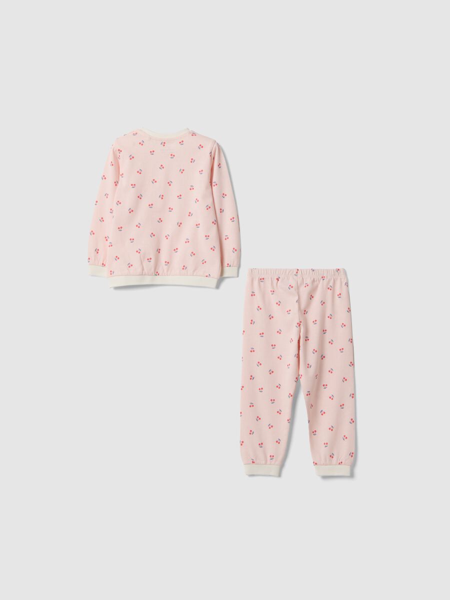 Newborn's regular fit pink pure cotton pyjamas with cherries_1