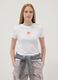 White pure cotton T-shirt with front print_0