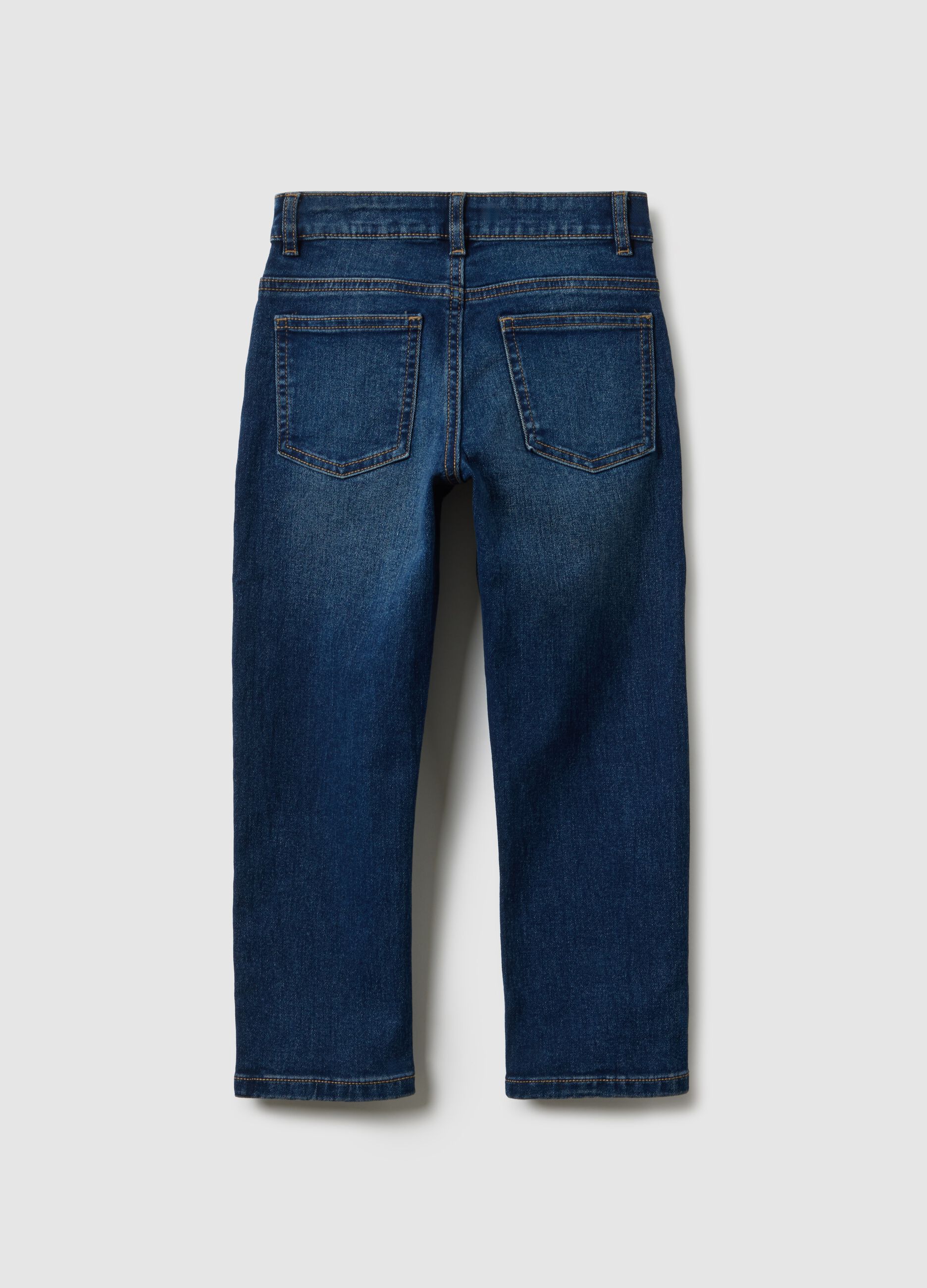Boys' Blue Stretch Denim Straight Jeans