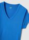 Blue stretch viscose V-neck T-shirt_5