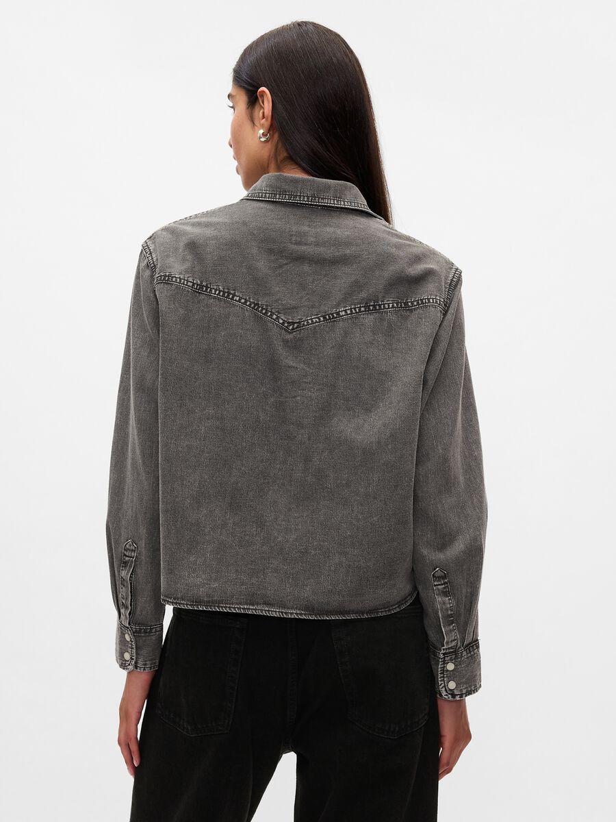 Cropped western shirt in denim_2
