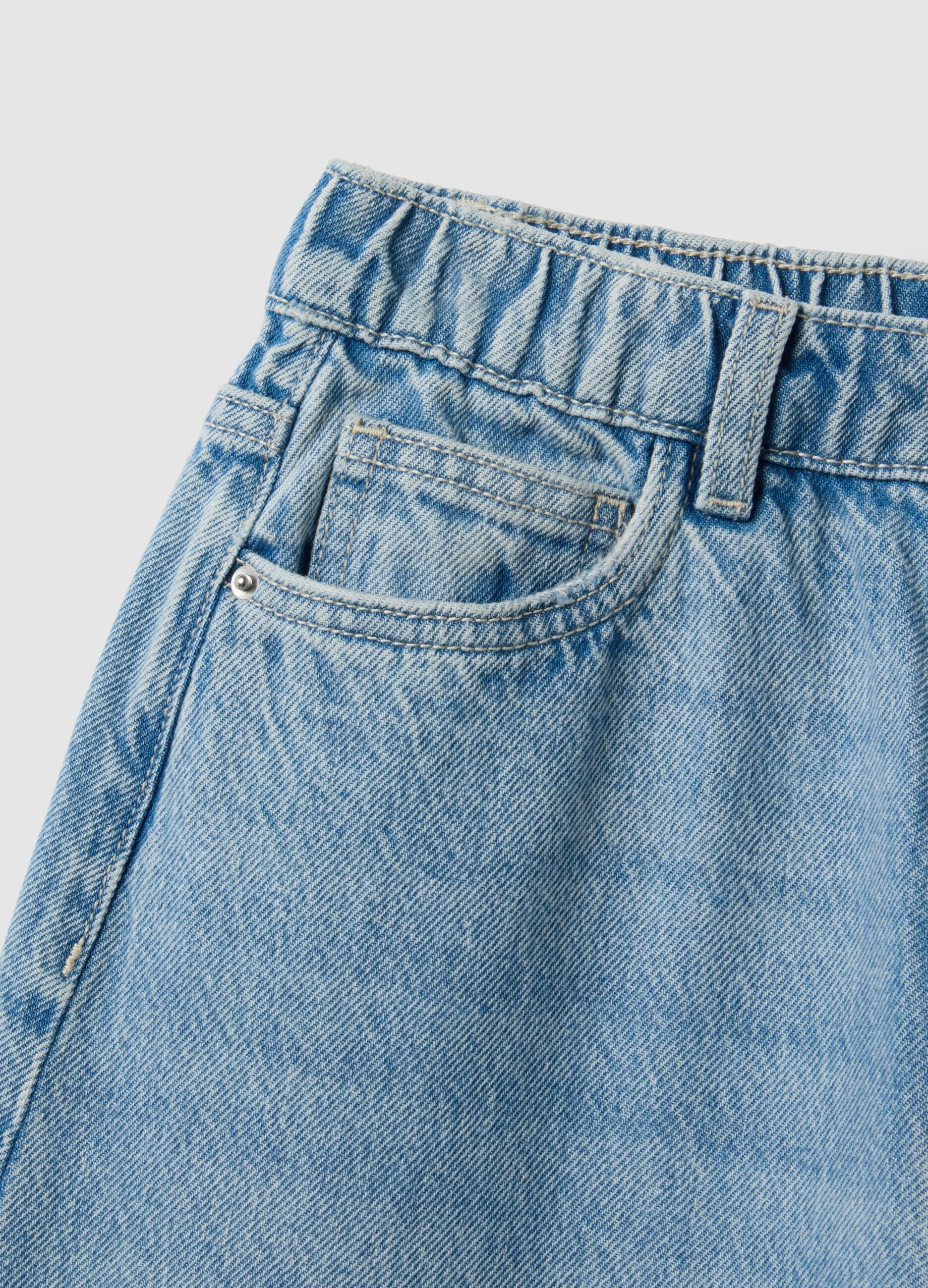 Jeans in pure blue denim cotton wide leg