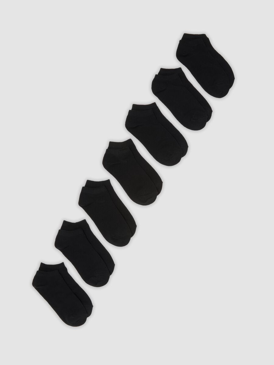 Seven-pack of black ankle socks in organic cotton jersey blend_0