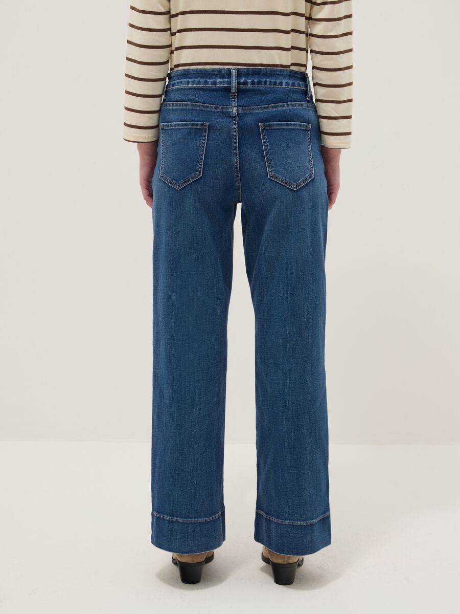 Wide-leg trousers in blue stretch cotton denim blend_2