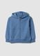 Blue organic cotton hooded sweatshirt with oversized fit for boys_0
