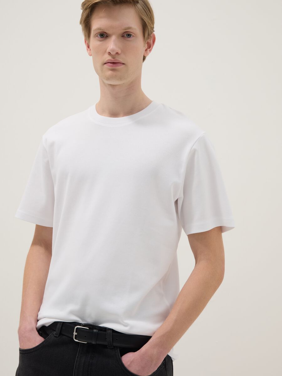 White Iconic Tee T-shirt in pure cotton relaxed fit_4