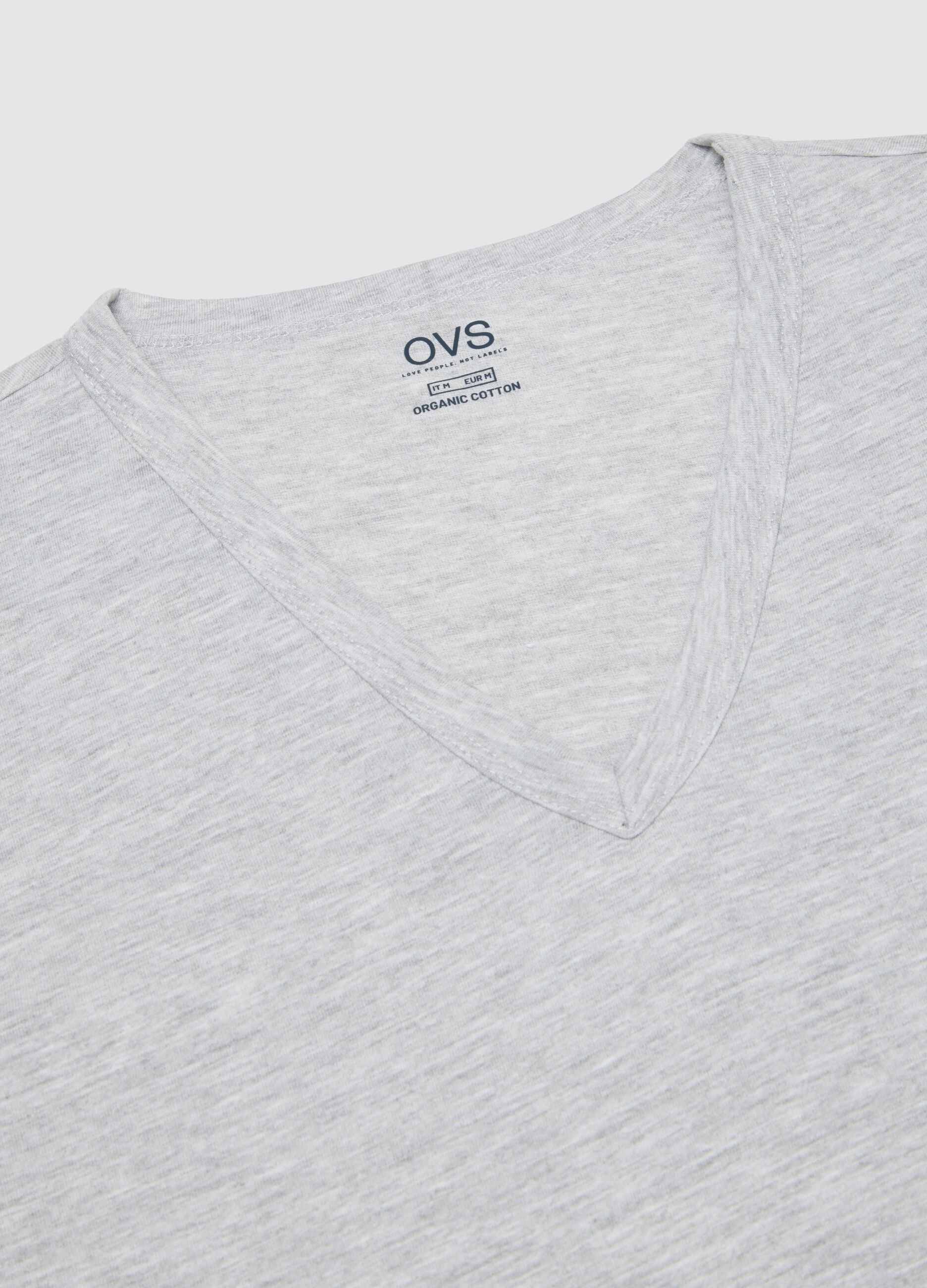 Men's grey V-neck cotton t-shirt twin pack, regular fit