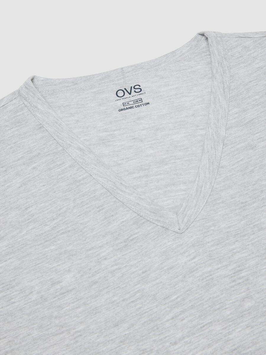 Men's grey V-neck cotton t-shirt twin pack, regular fit_5