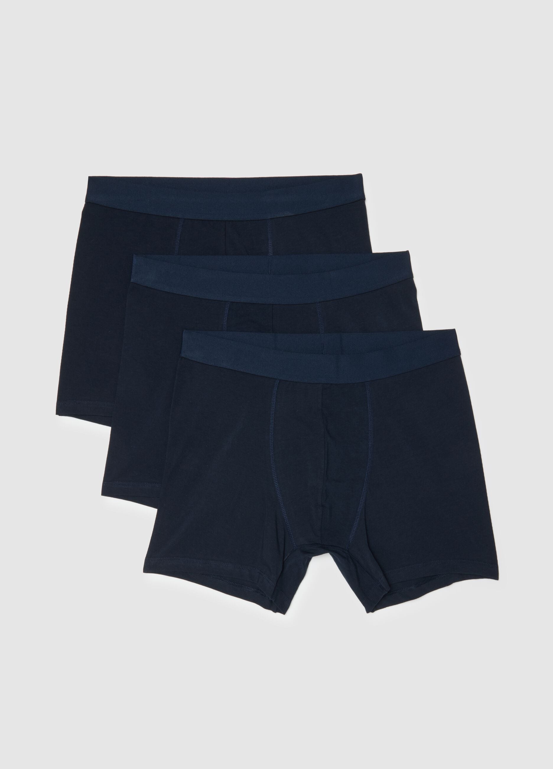 3-pack blue midi boxers in stretch organic cotton, regular fit