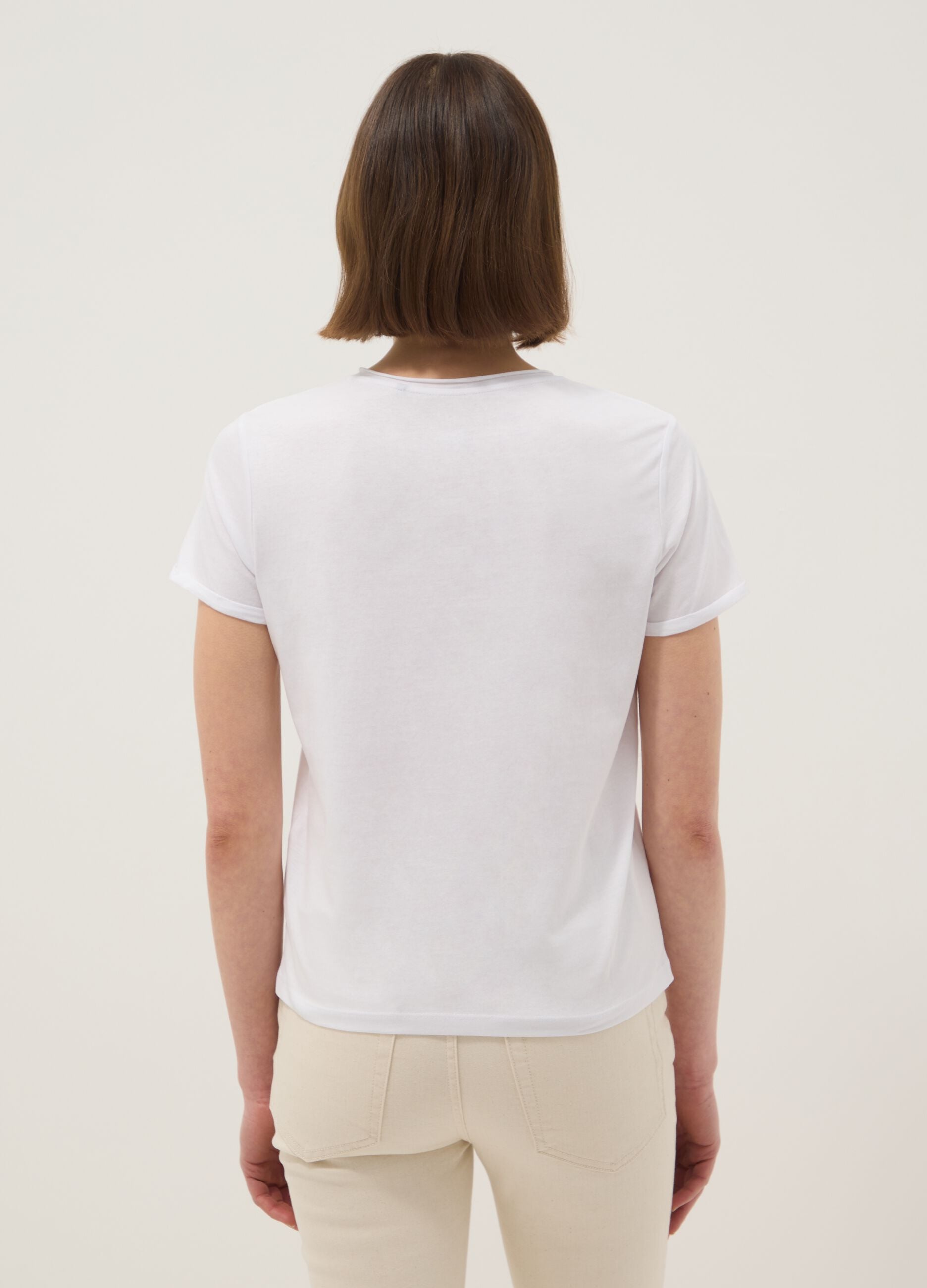 White short sleeve pure cotton regular fit T-shirt