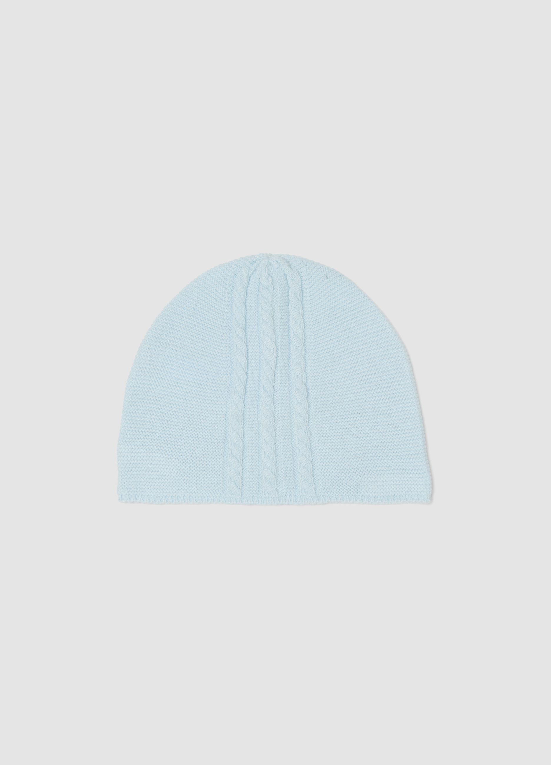 Light blue organic cotton knitted baby hat