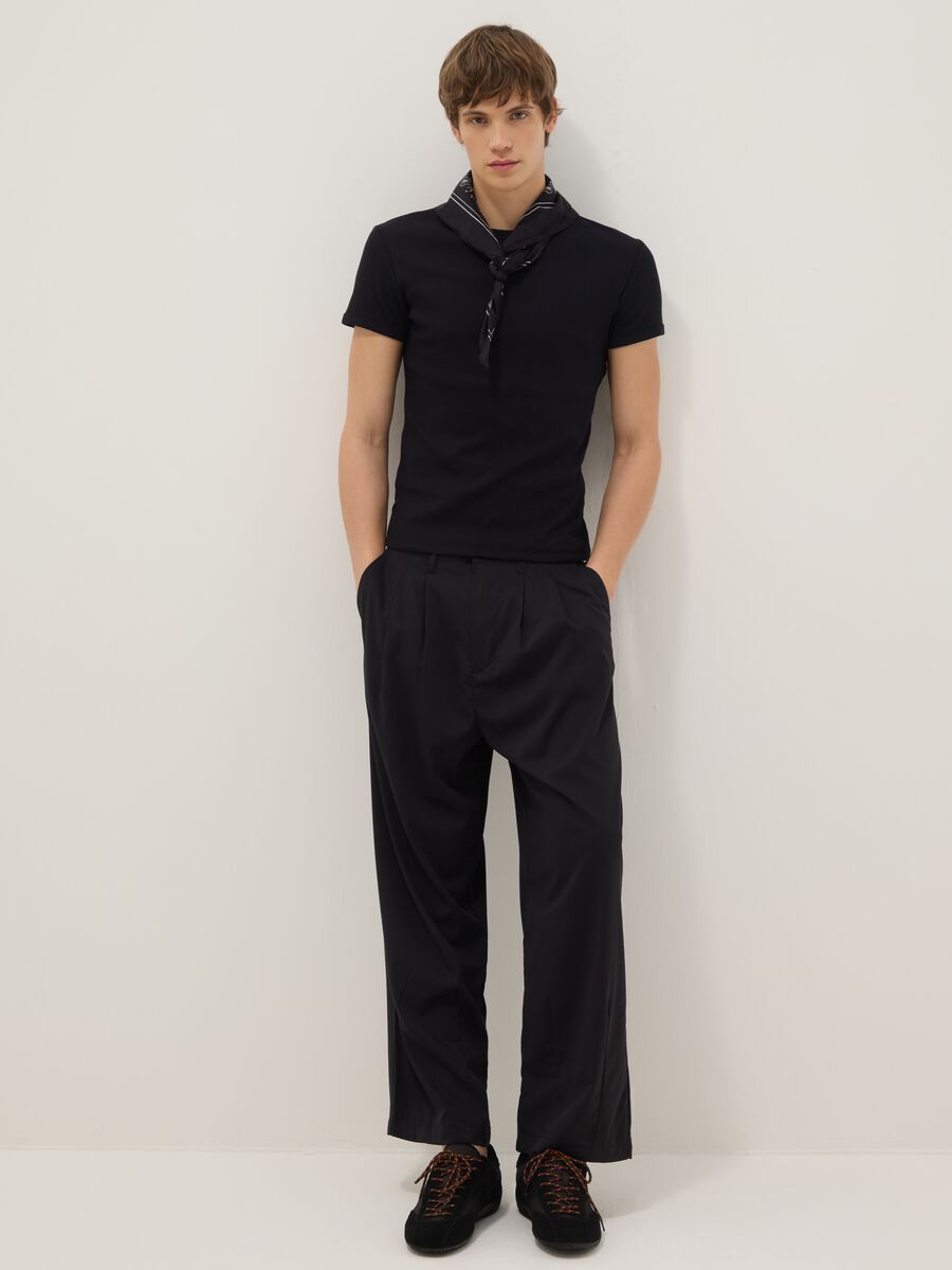 Slim fit black stretch cotton t-shirt_2