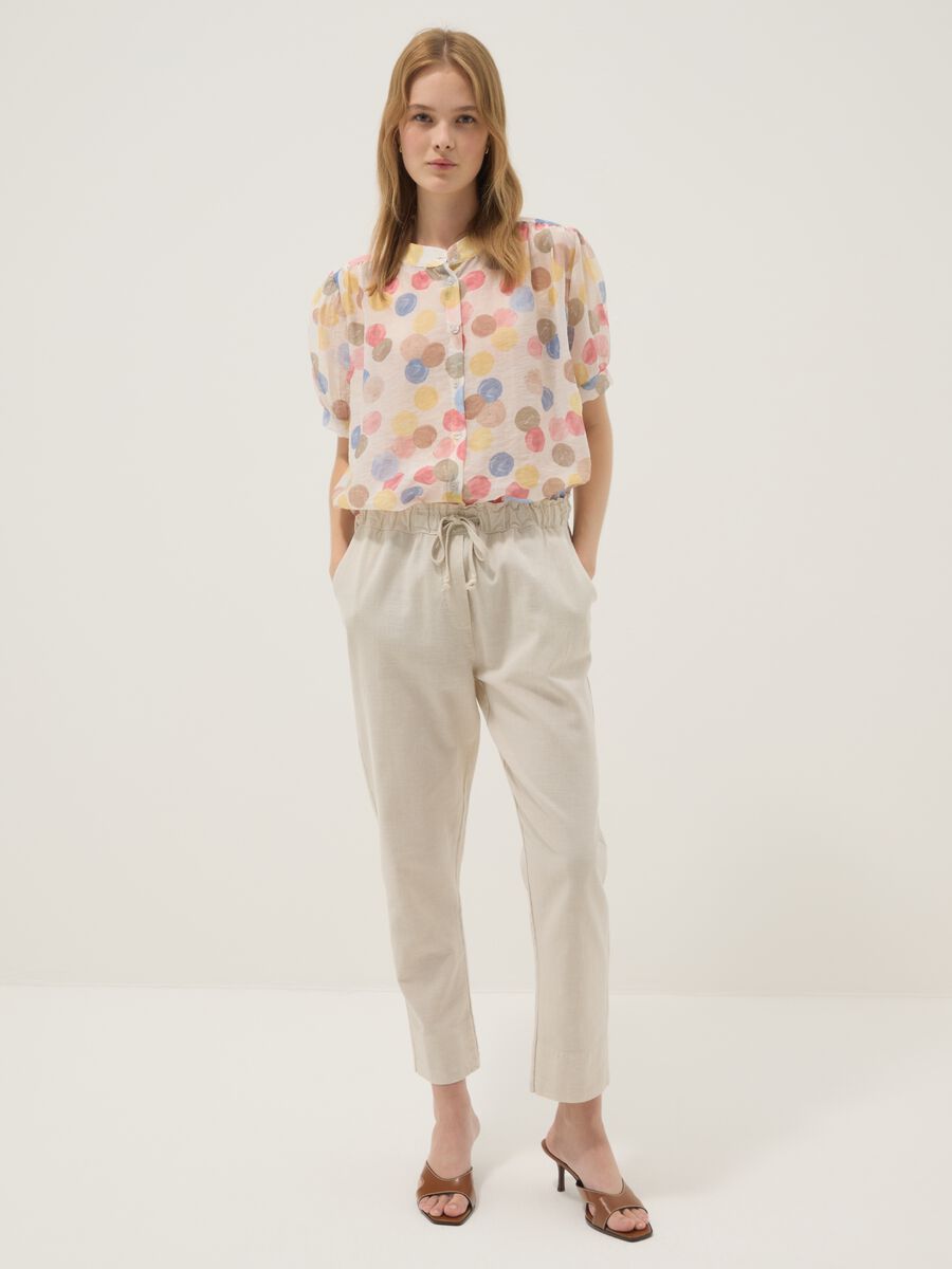 Beige linen-cotton blend trousers_0