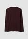 Brown long-sleeved pure organic cotton crew-neck T-shirt_1