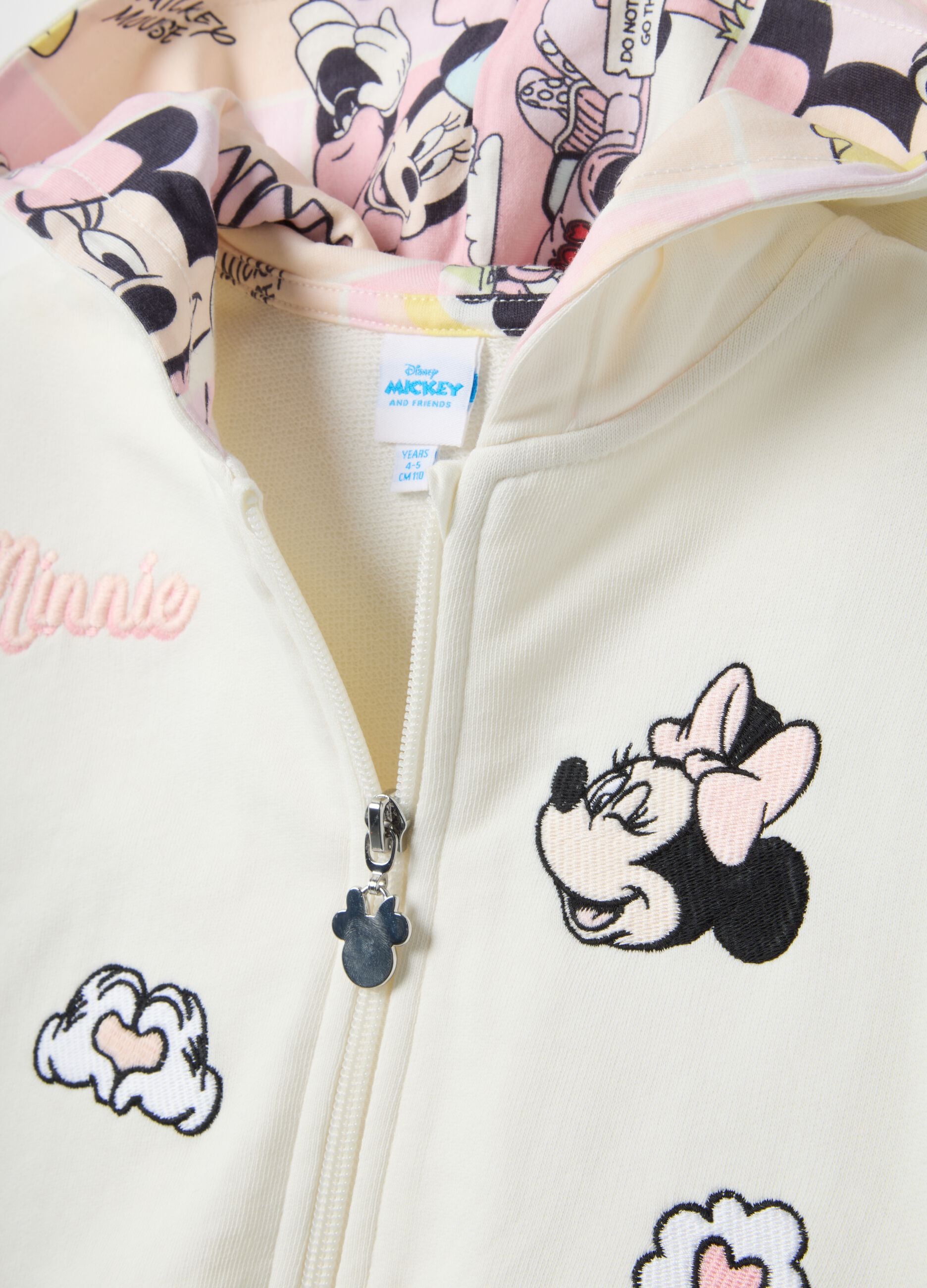 Girls' white sweatshirt in pure cotton, regular fit with prints