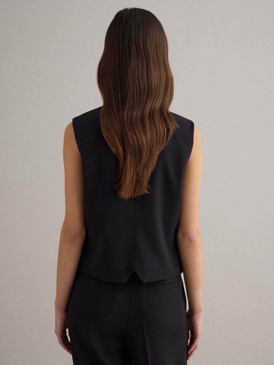 Elegant Black Viscose Blend Waistcoat Regular Fit_3