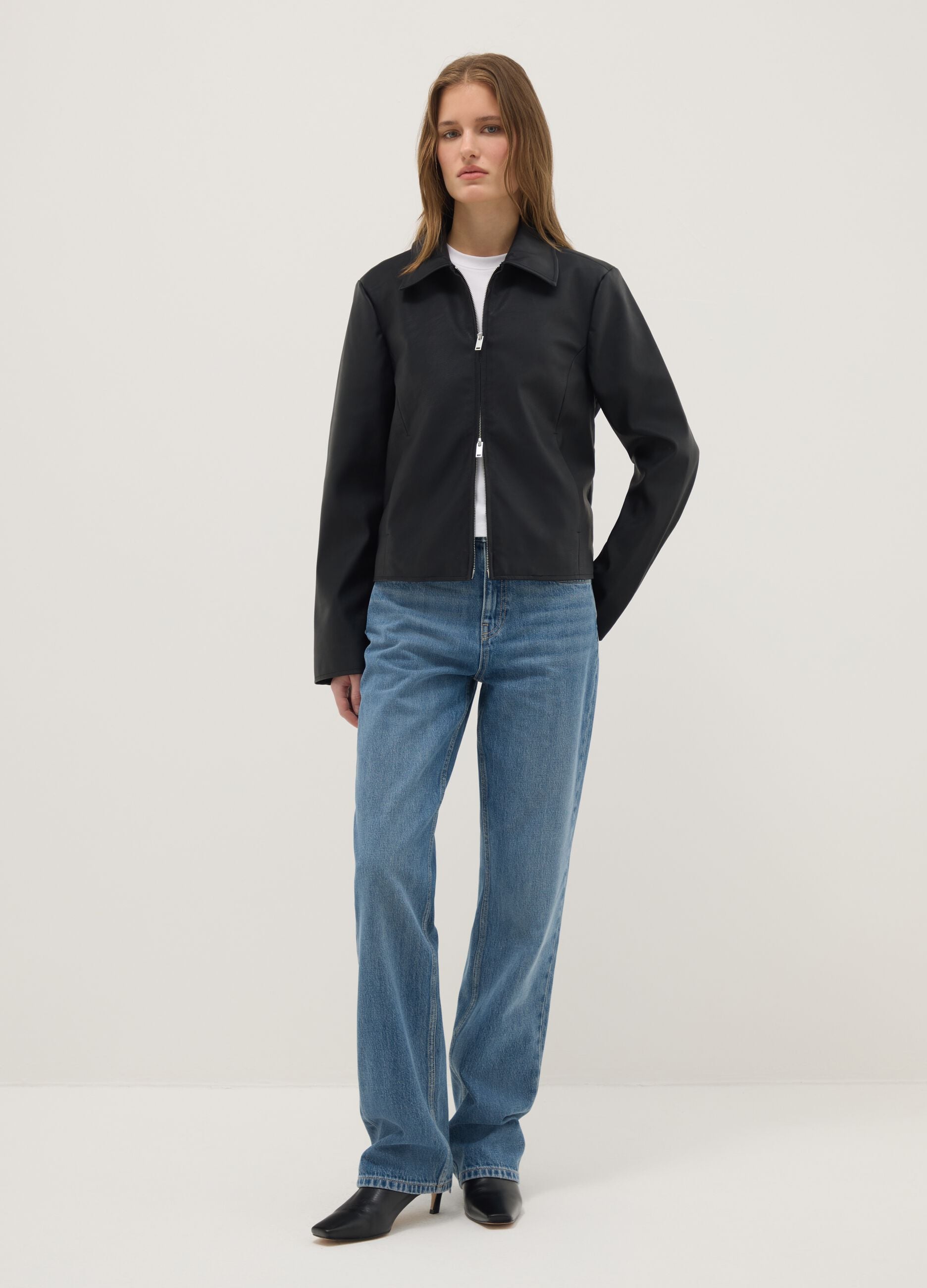Black jacket regular fit full zip