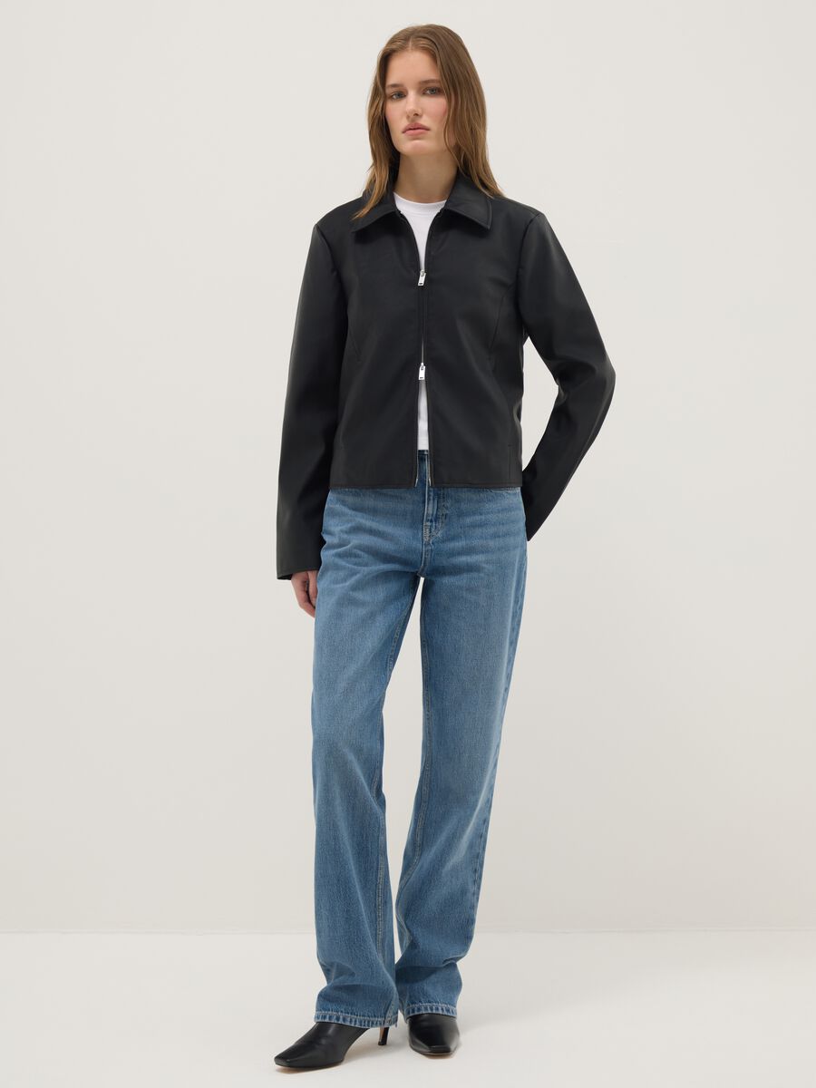 Black jacket regular fit full zip_1