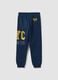Blue pure cotton joggers with contrast print for boys_1