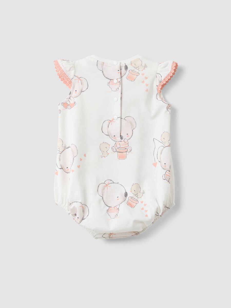 White pure cotton romper for baby girls with designs_1