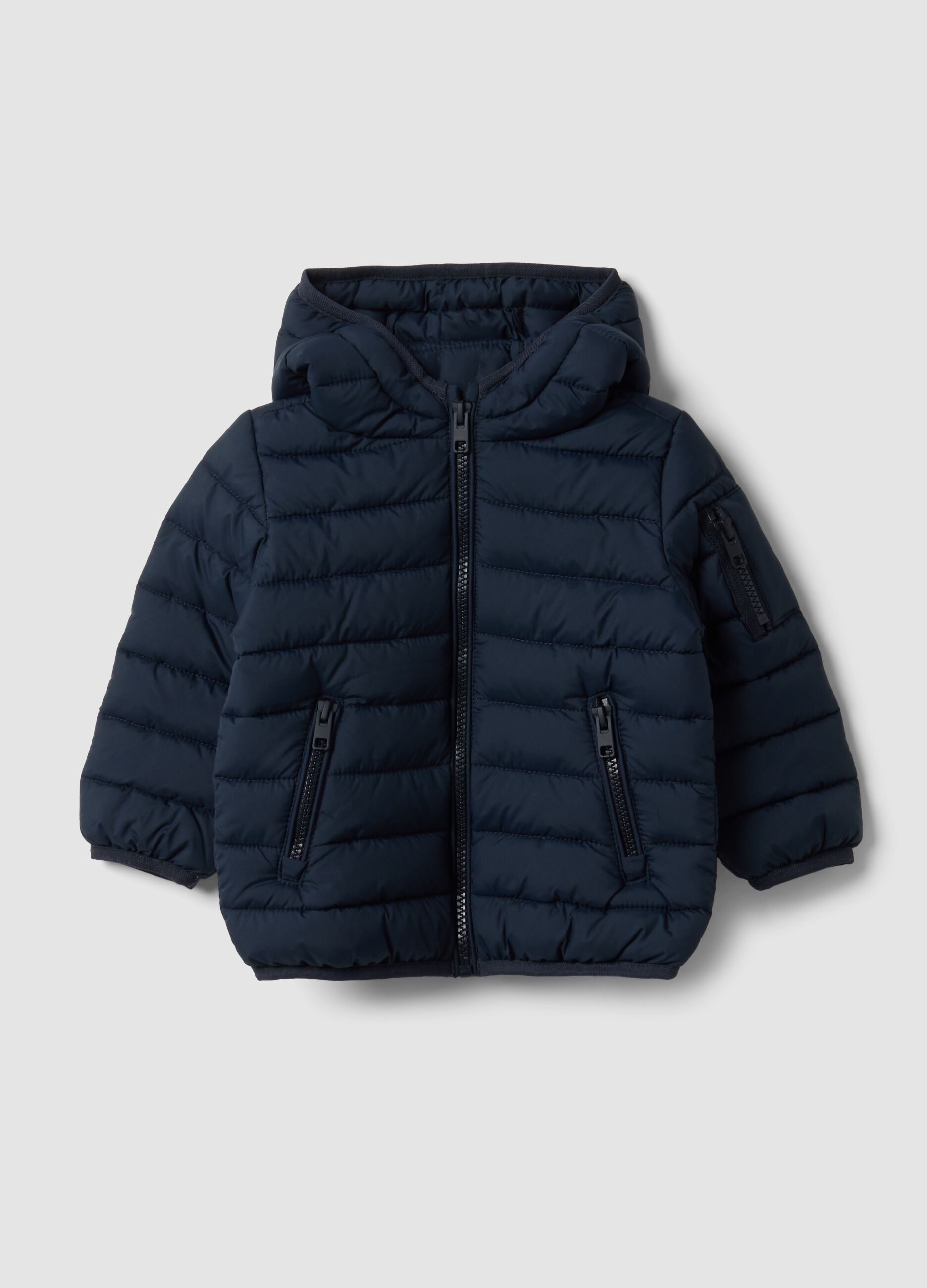 Blue Ultralight Quilted Hooded Jacket for Baby Boy