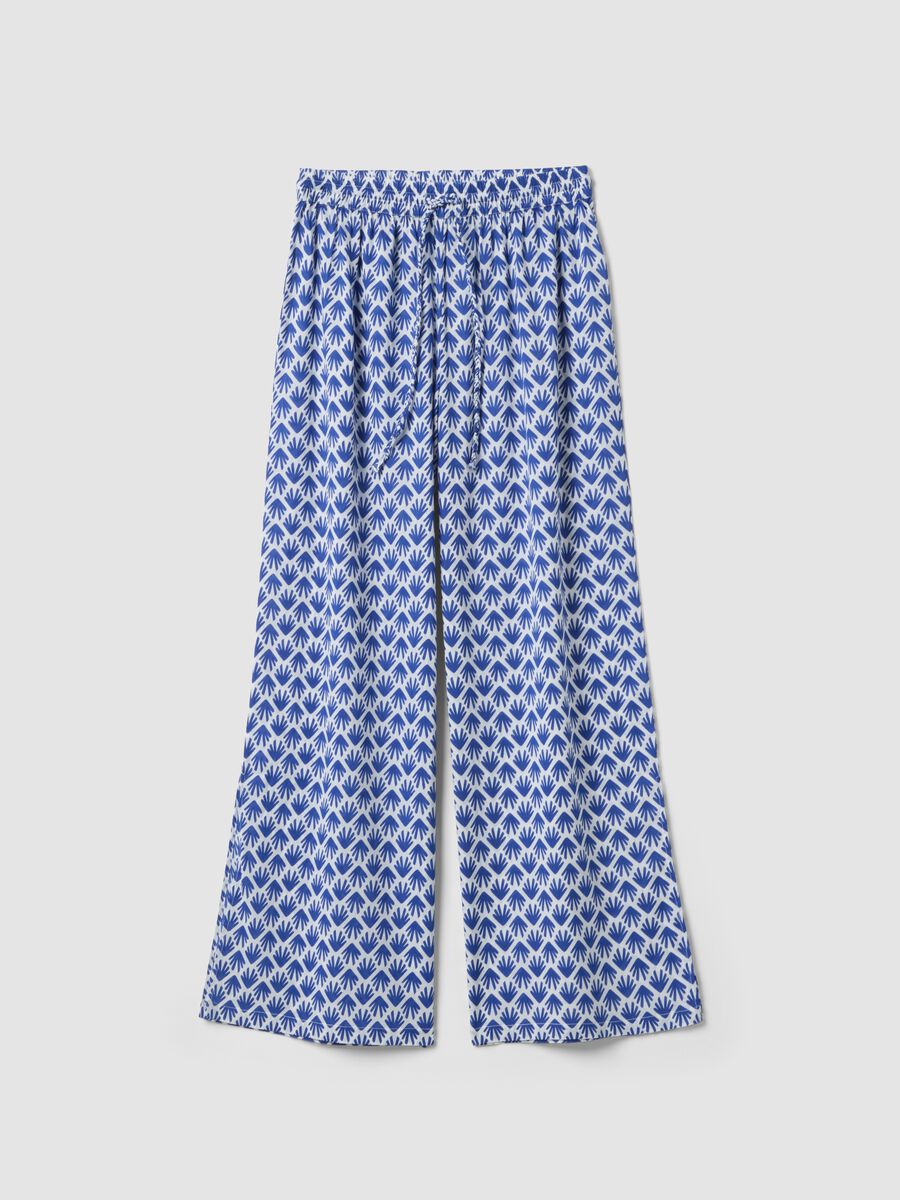 Long pure cotton multicolour floral-print trousers_4