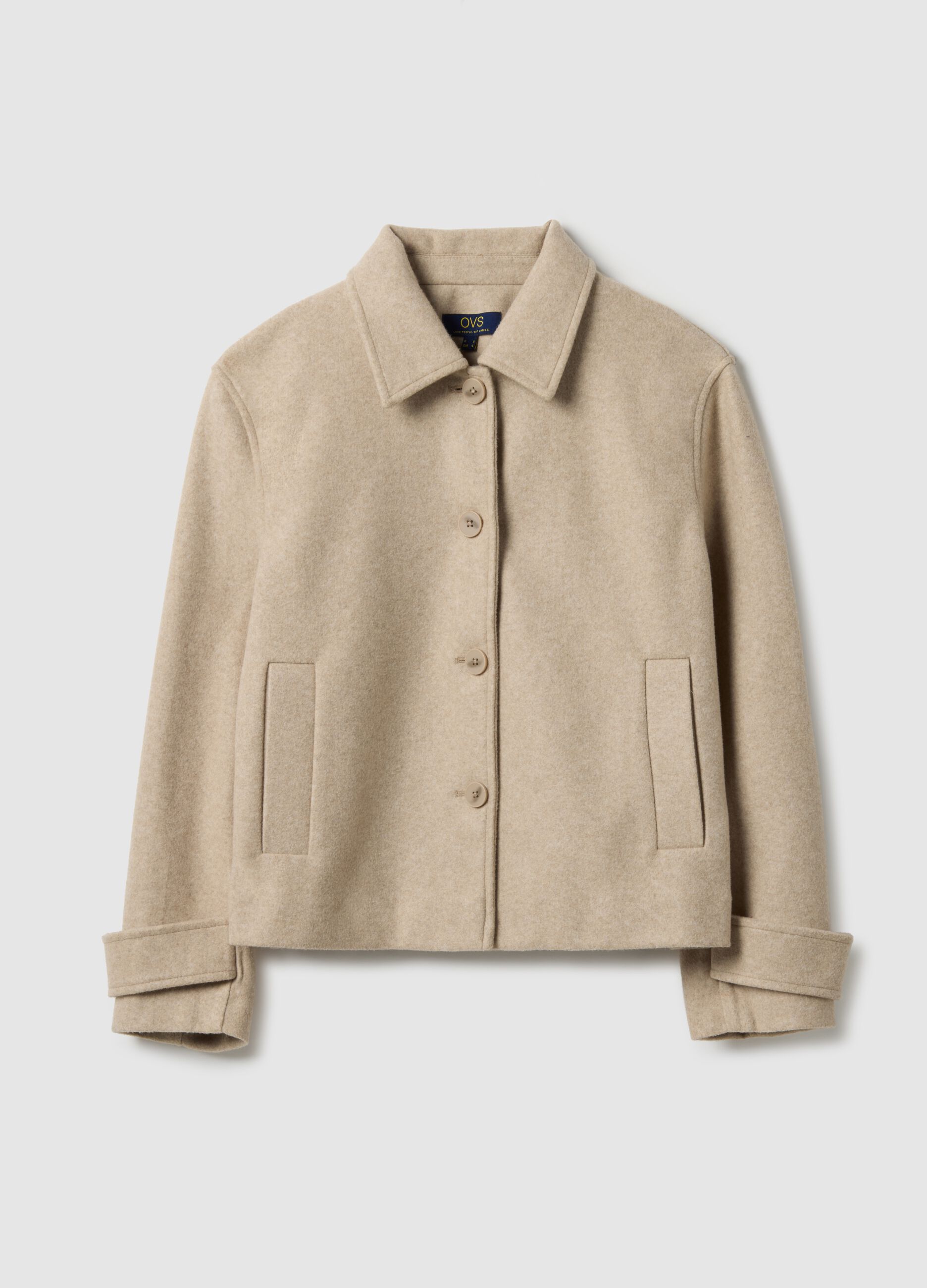 Beige short coat regular fit with buttons