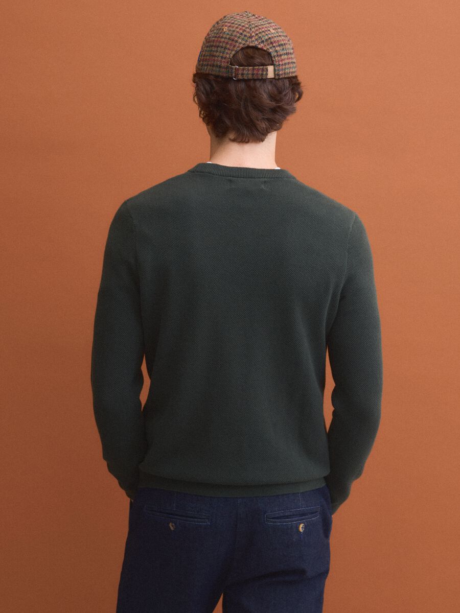 Maglia verde in puro cotone girocollo regular fit_3