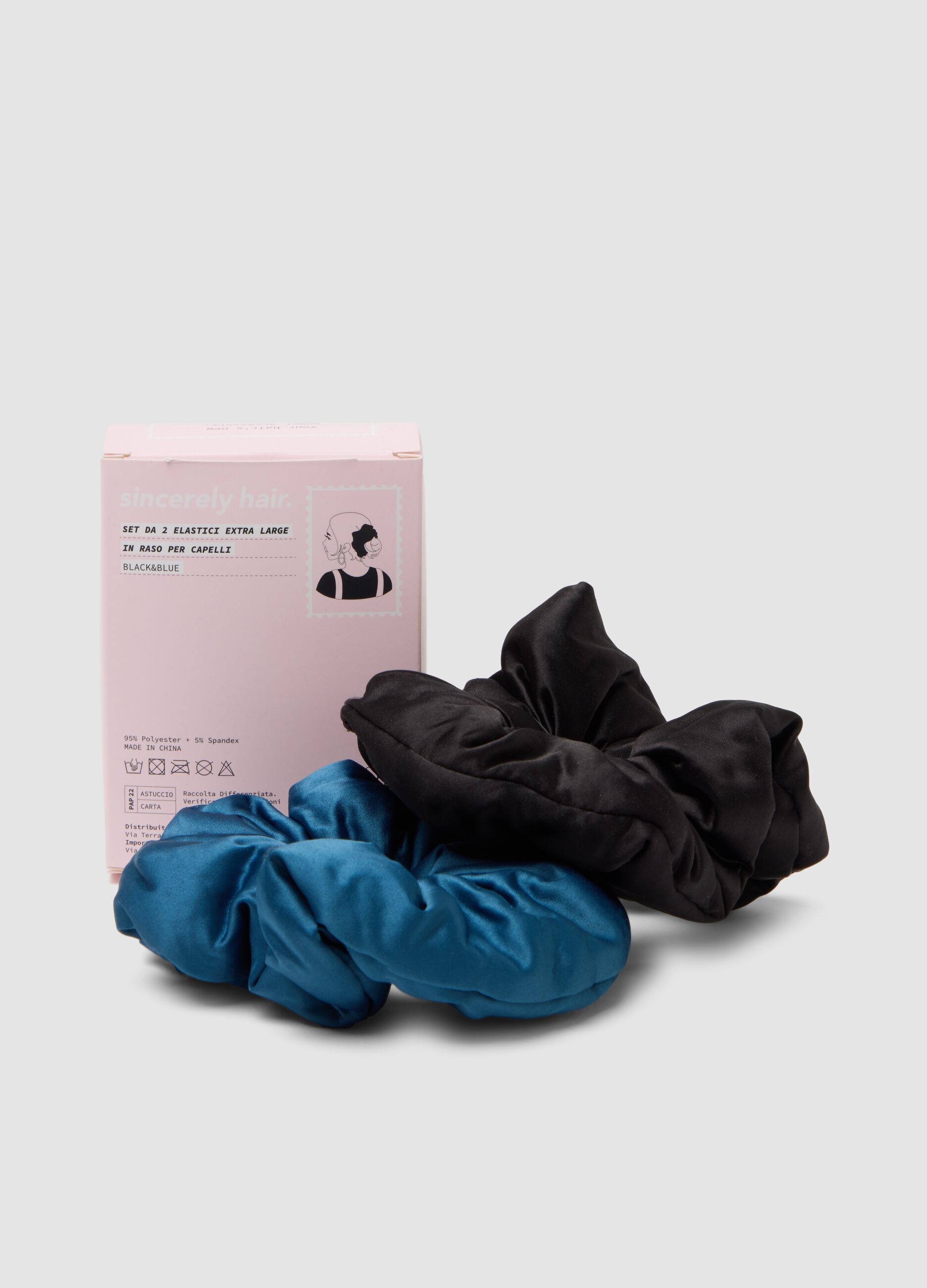 SINCERELY HAIR Feather-Soft Hair Ties 2pcs XL Black & Blue
