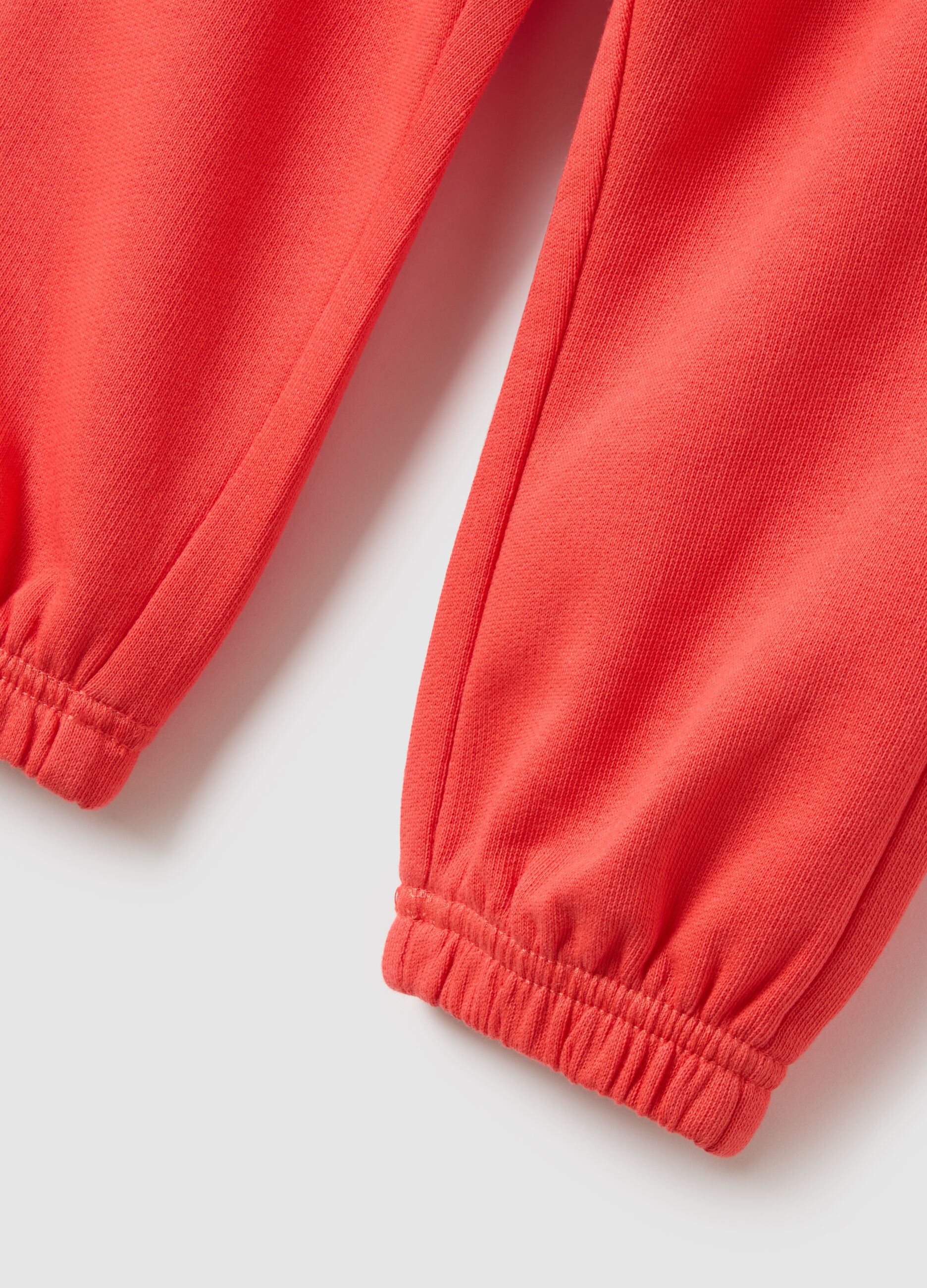 Girls' Orange Cotton Jogger Trousers, Regular Fit