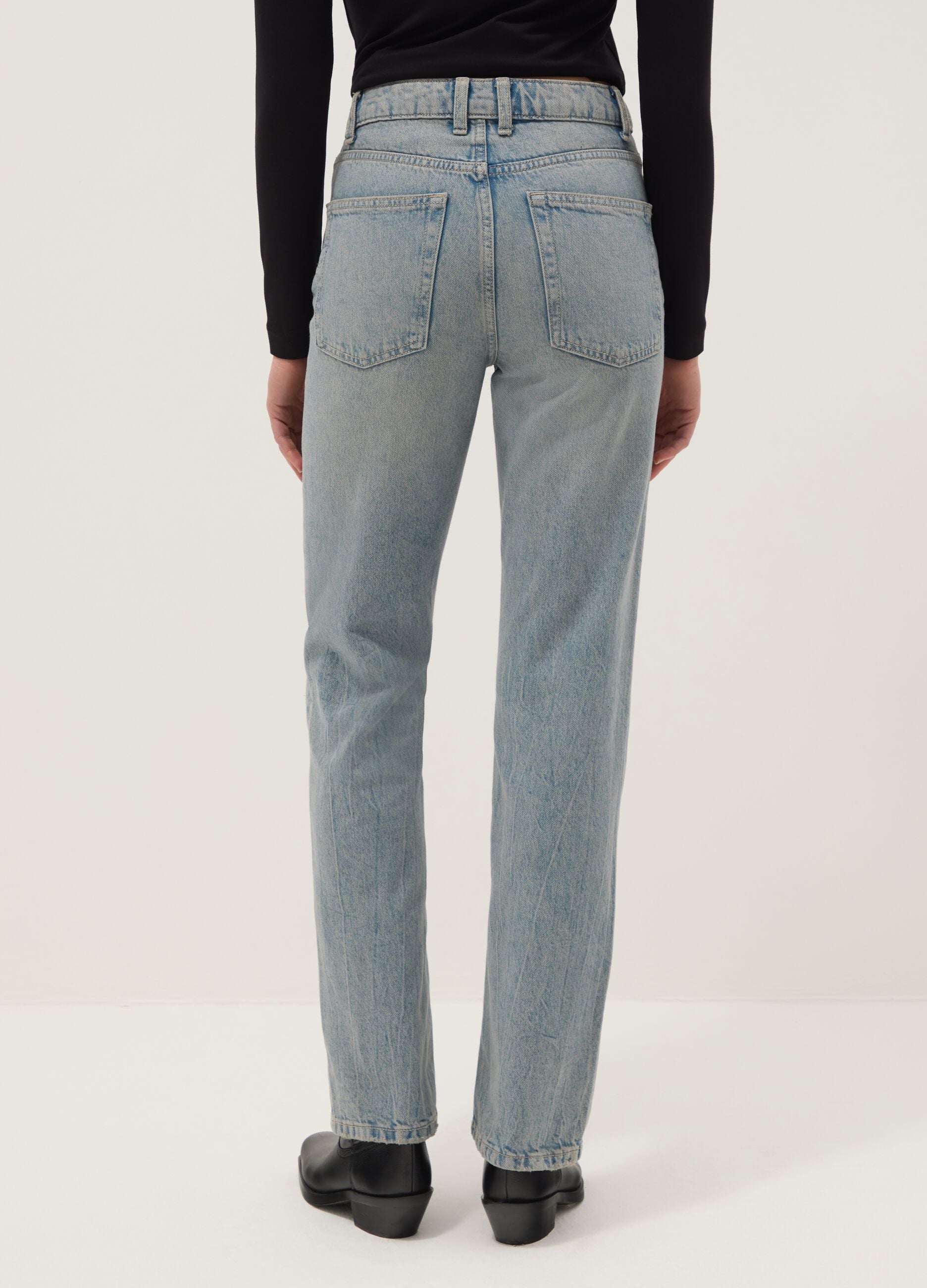 Pure Cotton Blue Straight Fit Jeans