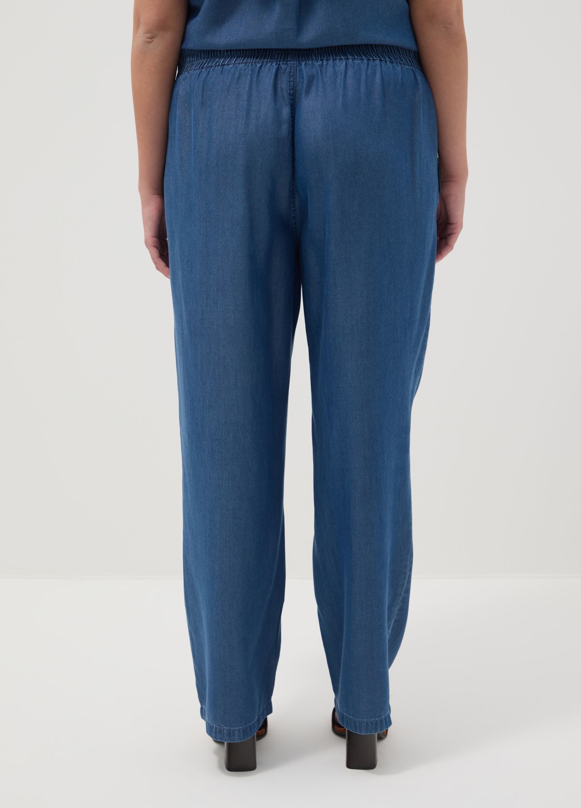 Regular fit blue pure lyocell jogger trousers