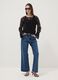 Black stretch blouse with sheer lace, regular fit_1