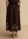 Brown pure cotton long skirt regular fit with floral embroidery_2
