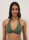 Green stretch triangle bikini top_0