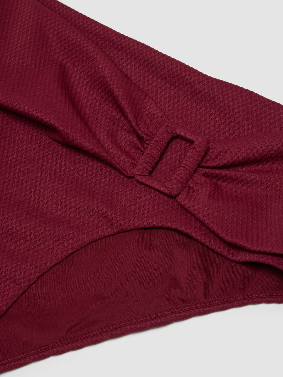 Red high-waisted stretchy bikini bottoms with buckle_5