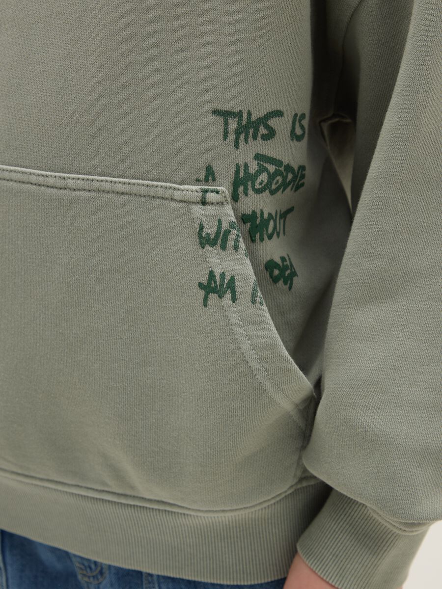 Boy's oversized fit green hoodie in pure cotton_2