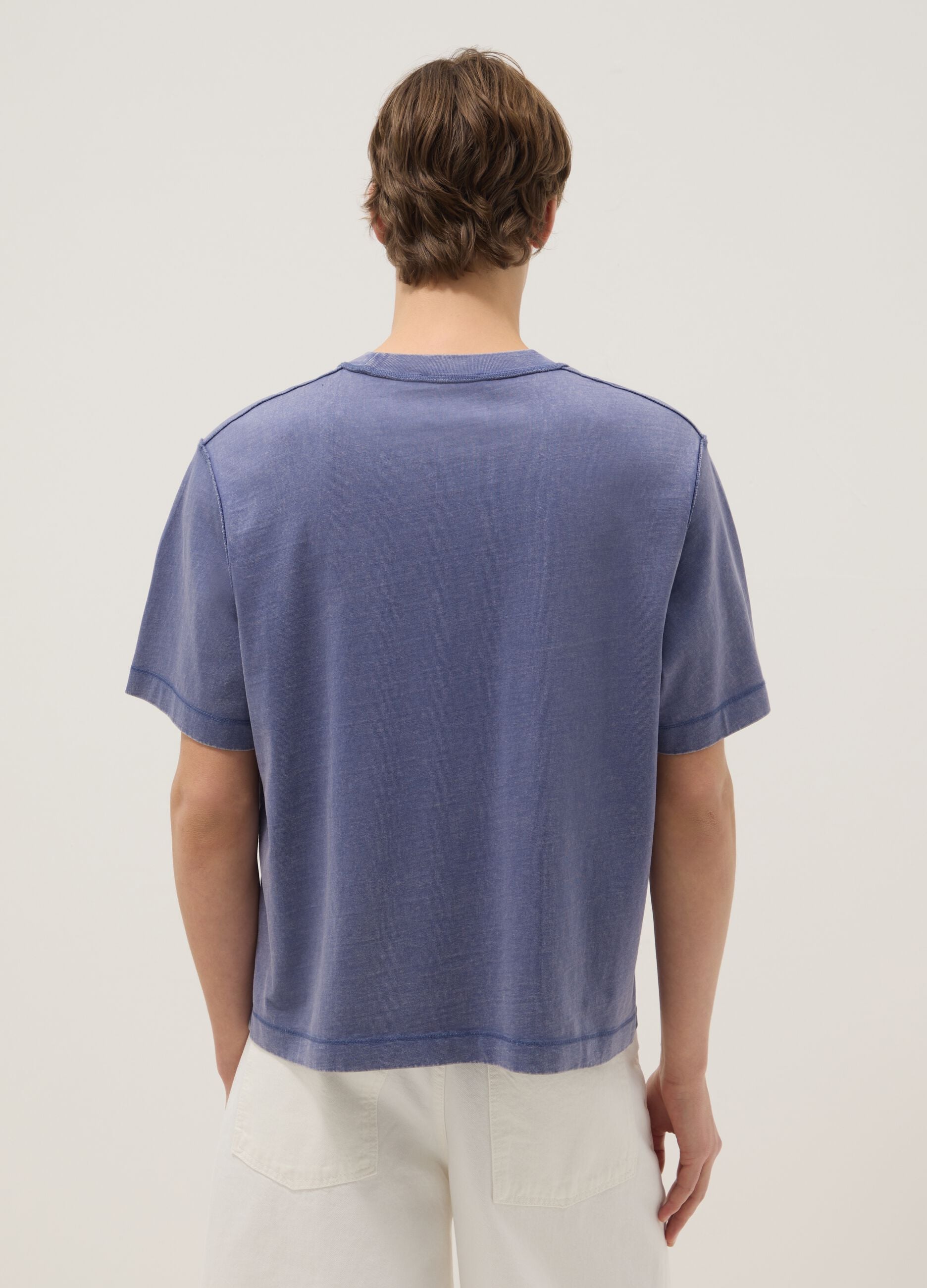 Blue pure cotton boxy fit t-shirt
