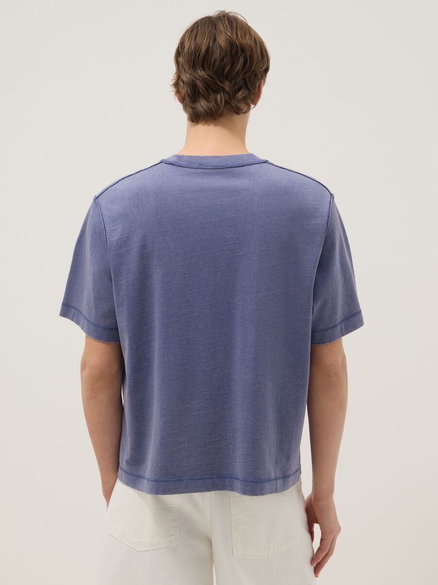T-shirt in puro cotone blu boxy fit_3