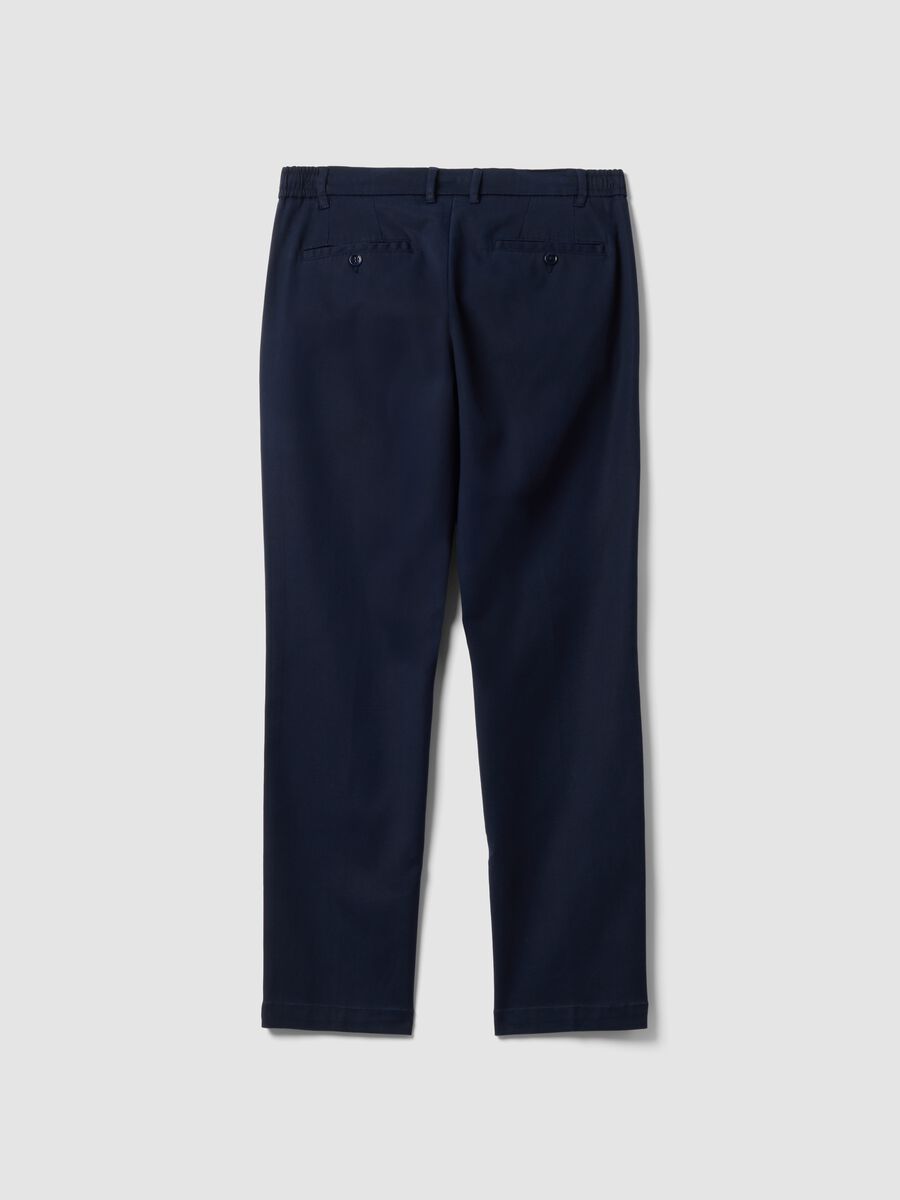 Pantaloni chino blu in lyocell e cotone elasticizzato slim fit_2