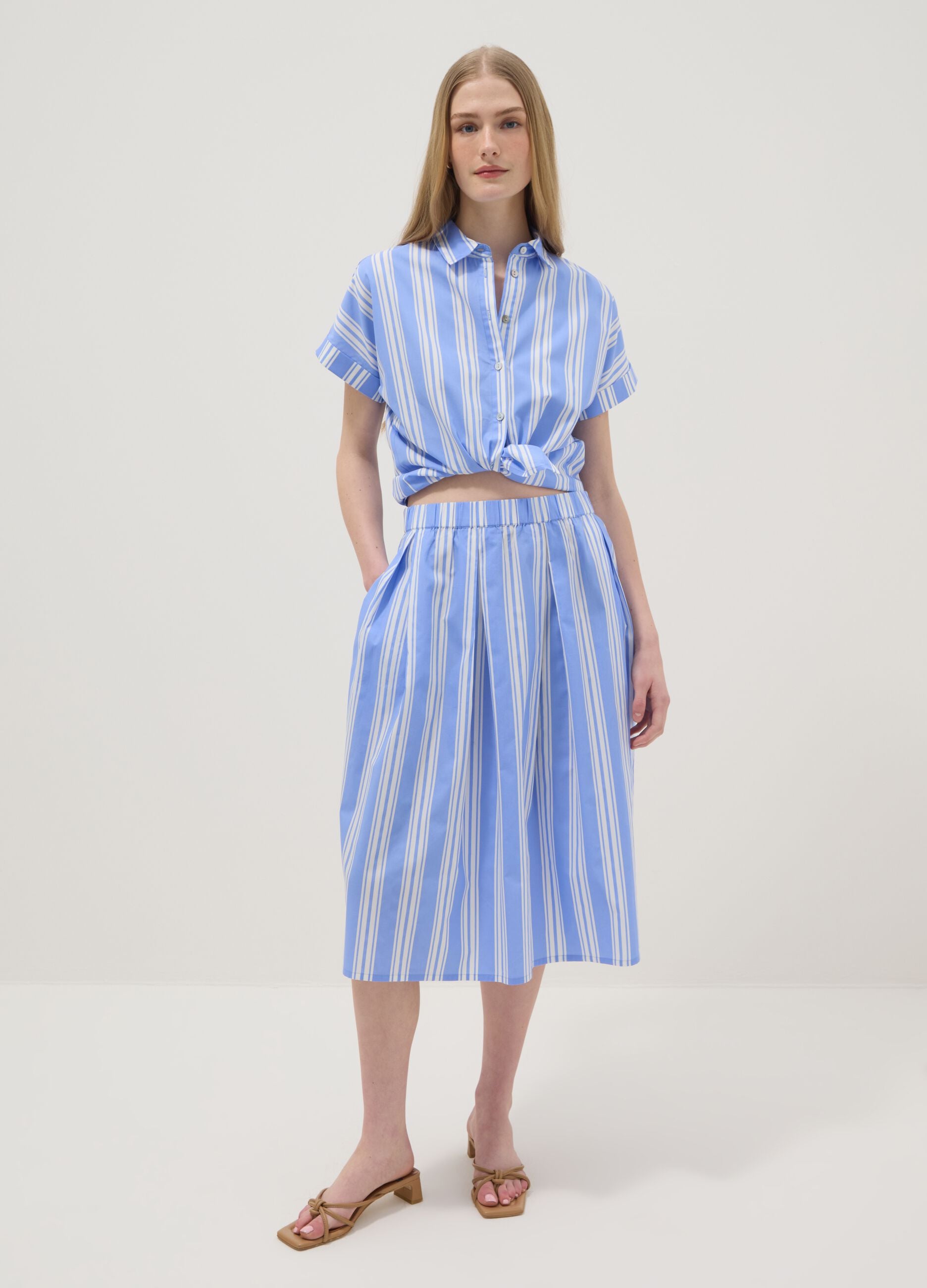Blue striped pure cotton shirt