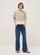 Wide-leg trousers in blue stretch cotton denim blend_0