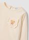 Beige pure organic cotton T-shirt with teddy bear print for baby girl_2