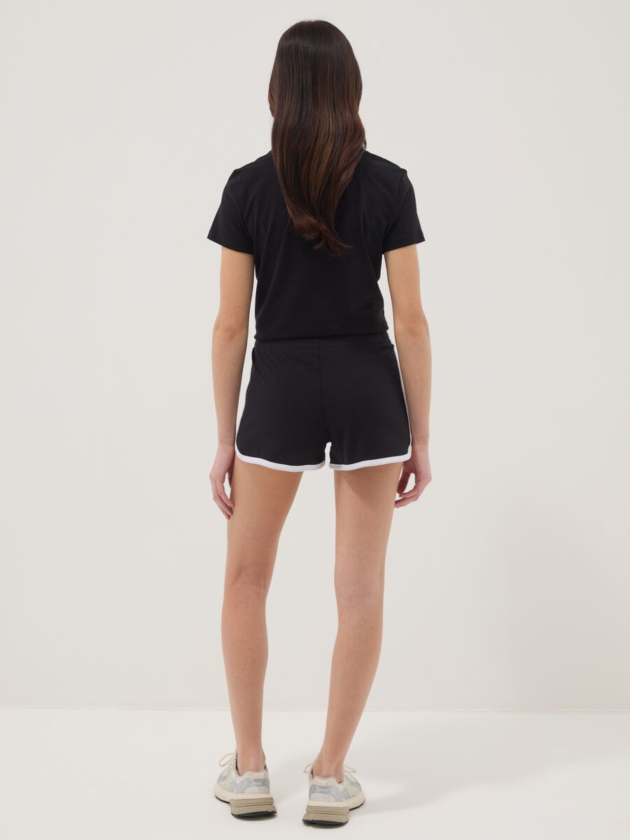 Girl's black pure cotton slim fit shorts_1